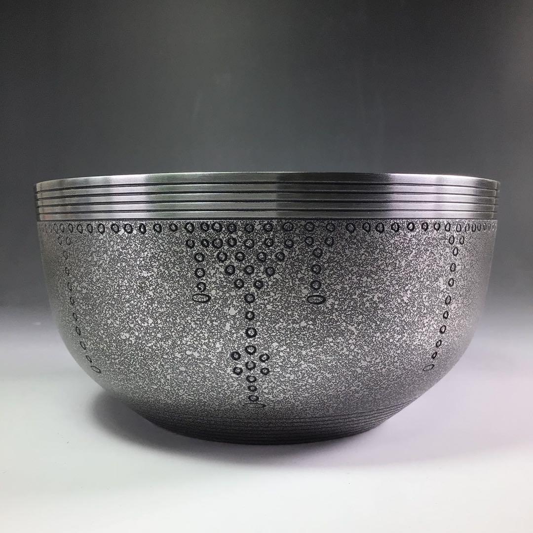 R566 建水 金属製『金谷宗林造』『瓔珞彫』『茶こぼし』 共箱