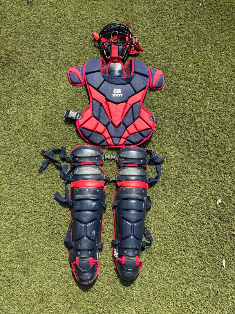 ZETT 軟式キャッチャー用プロテクター 赤青　3点セット ゼット 軟式 キャッチャー防具 3点セット ZETT 【野球・ソフト】 野球