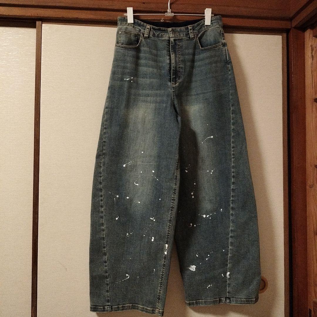 美品【ayane】ペイントデニム　ブリーチ　サイズ38 美品【ayane】ペイントデニム ブリーチ サイズ38