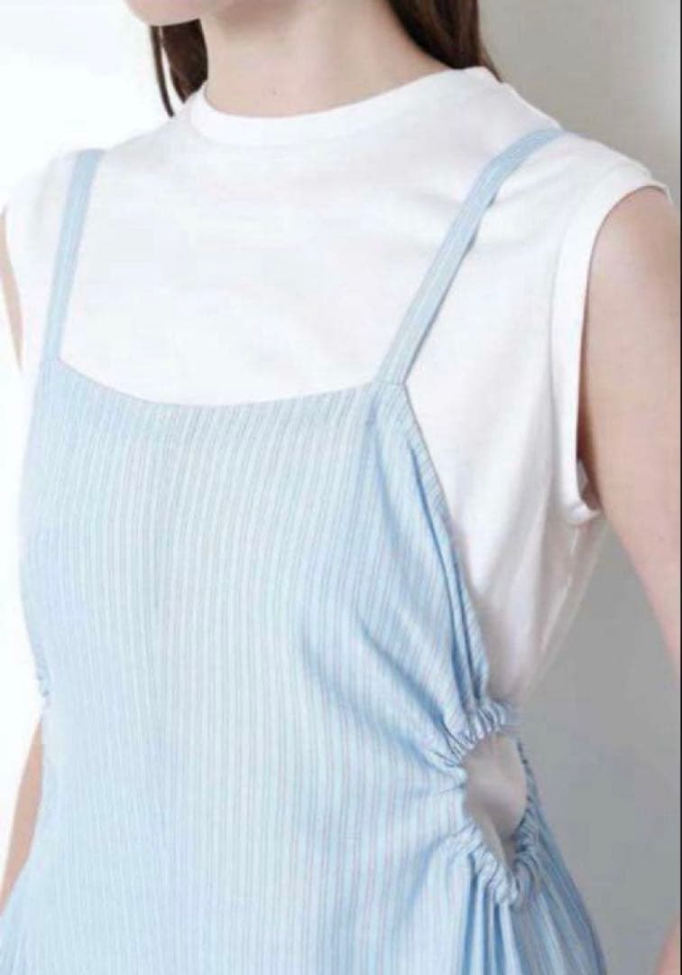 【新垣結衣着用】美品✨ルフィル ストライプオールインワン Sサイズ ブルー