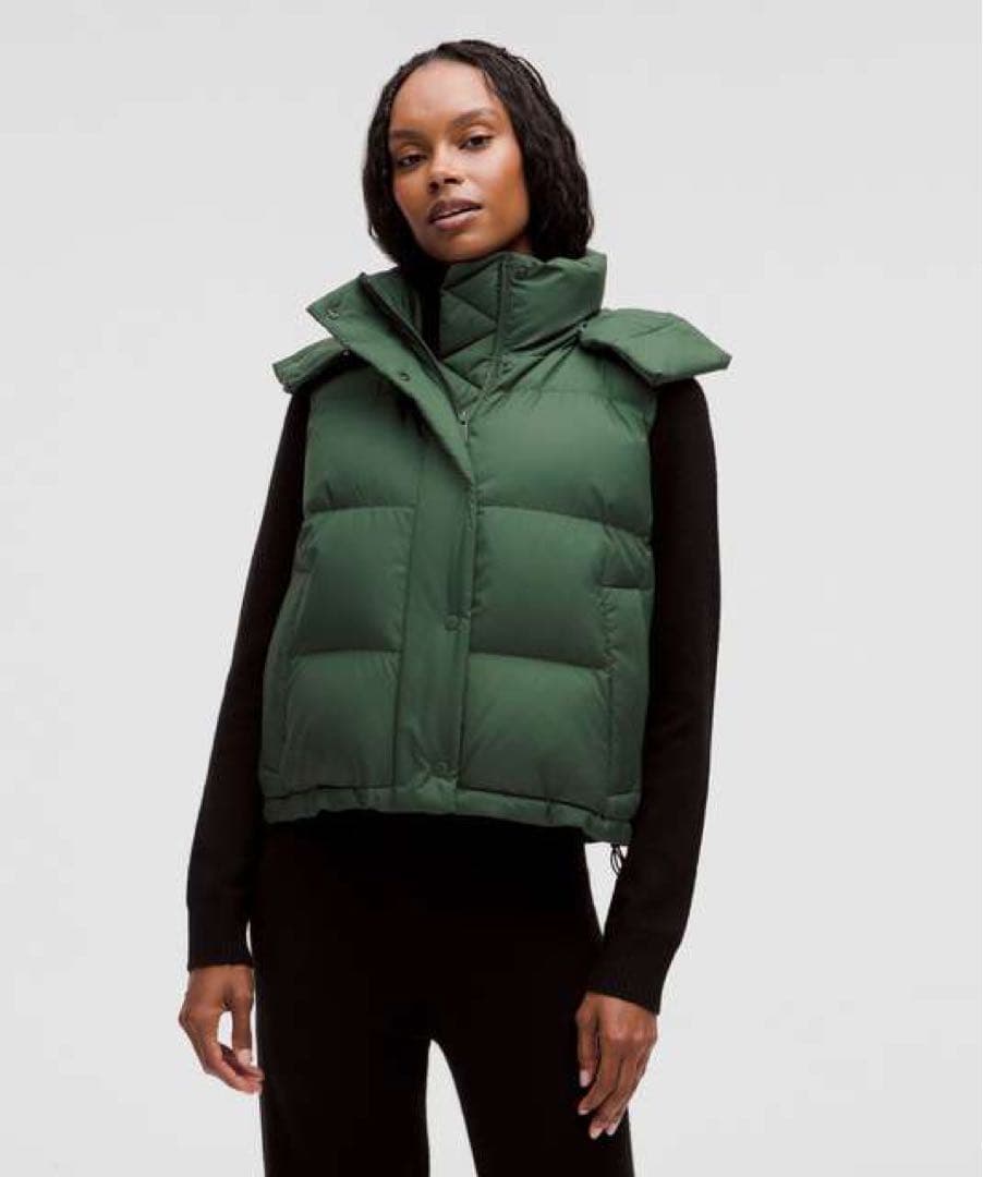 ルルレモン Wunder Puff Cropped ベスト サイズ4 グリーン lululemon（ルルレモン） lululemon Wunder Puff 600ダウンフィル