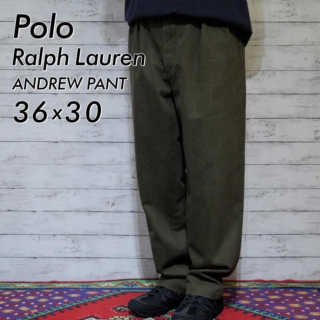 ポロラルフローレン W36 ツータック チノパン カーキ ANDREW PANT