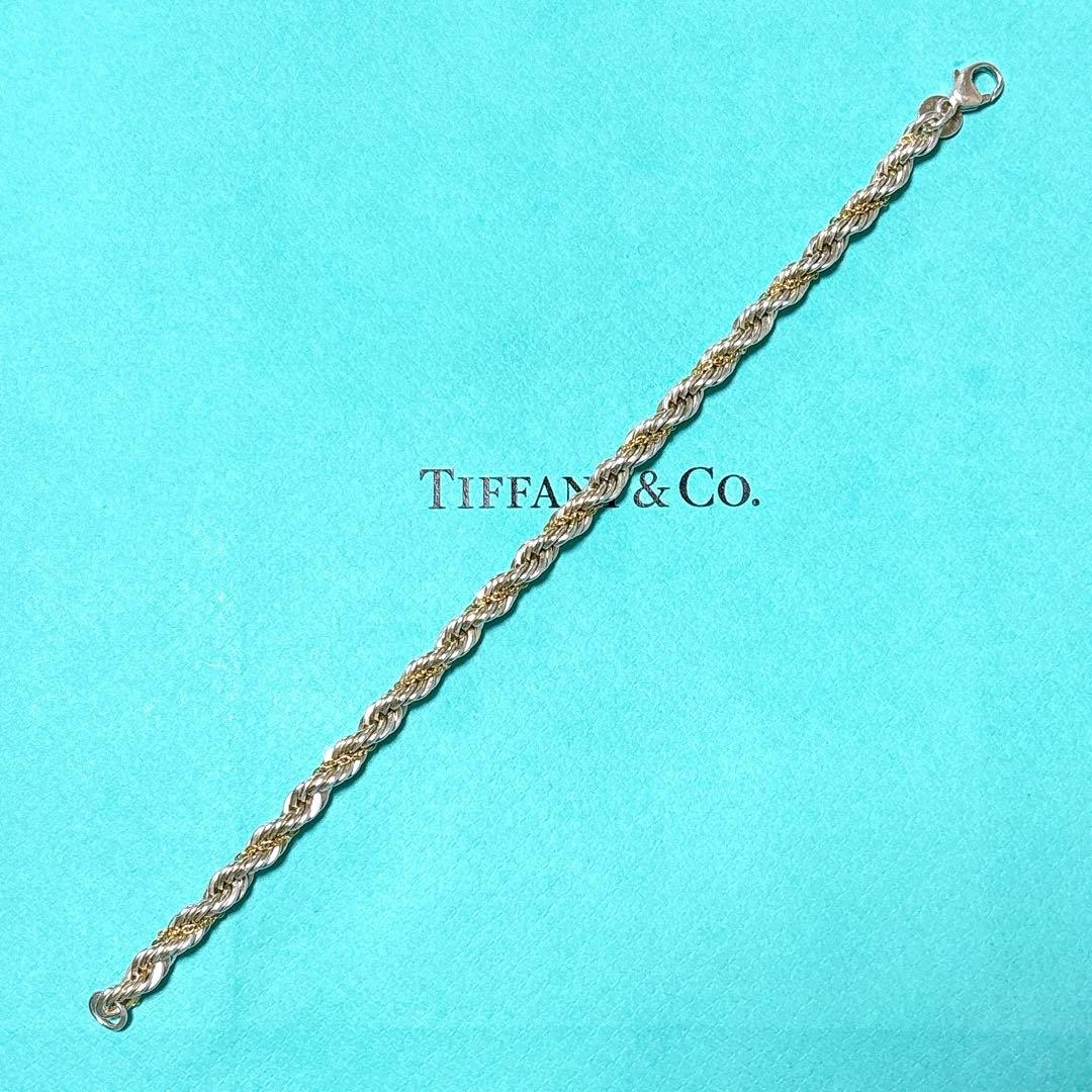 【美品】18.5cm ティファニー ツイストコンビ ブレスレット925/750