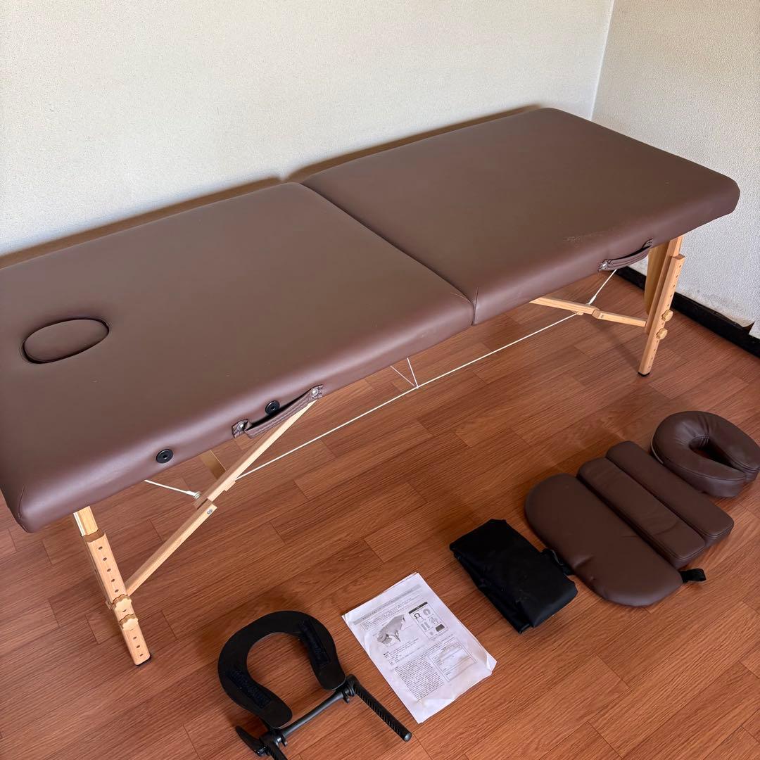 折りたたみマッサージベッド ブラウン　木製　持ち運び 高級ワイド木製折りたたみベッド006WDX（ダークブラウン）の卸・通販