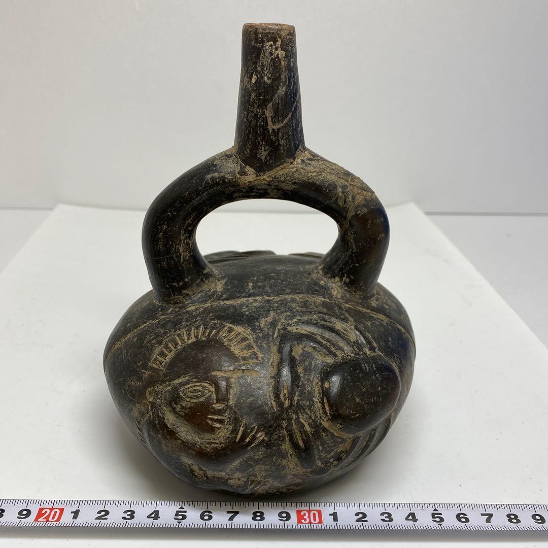 専用　紀元前　古代　インカ花入　高さ約18.2㎝　タサオ　東さ8-0107☆2F 専用 紀元前 古代 インカ花入 高さ約18.2㎝ タサオ 東さ8-0107☆2F