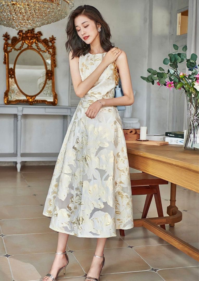 オーガンジーフラワー刺繍ワンピース・M LOULOU WILLOUGHBY】オーガンジーフラワー刺繍