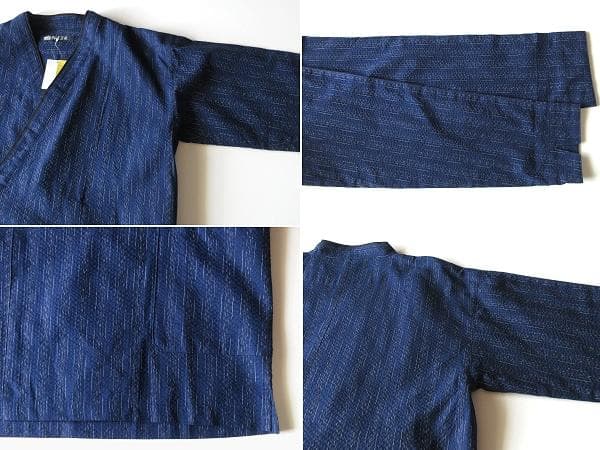 新品タグ付 林田 阿波正藍しじら織り 重ね襟羽織り S 藍