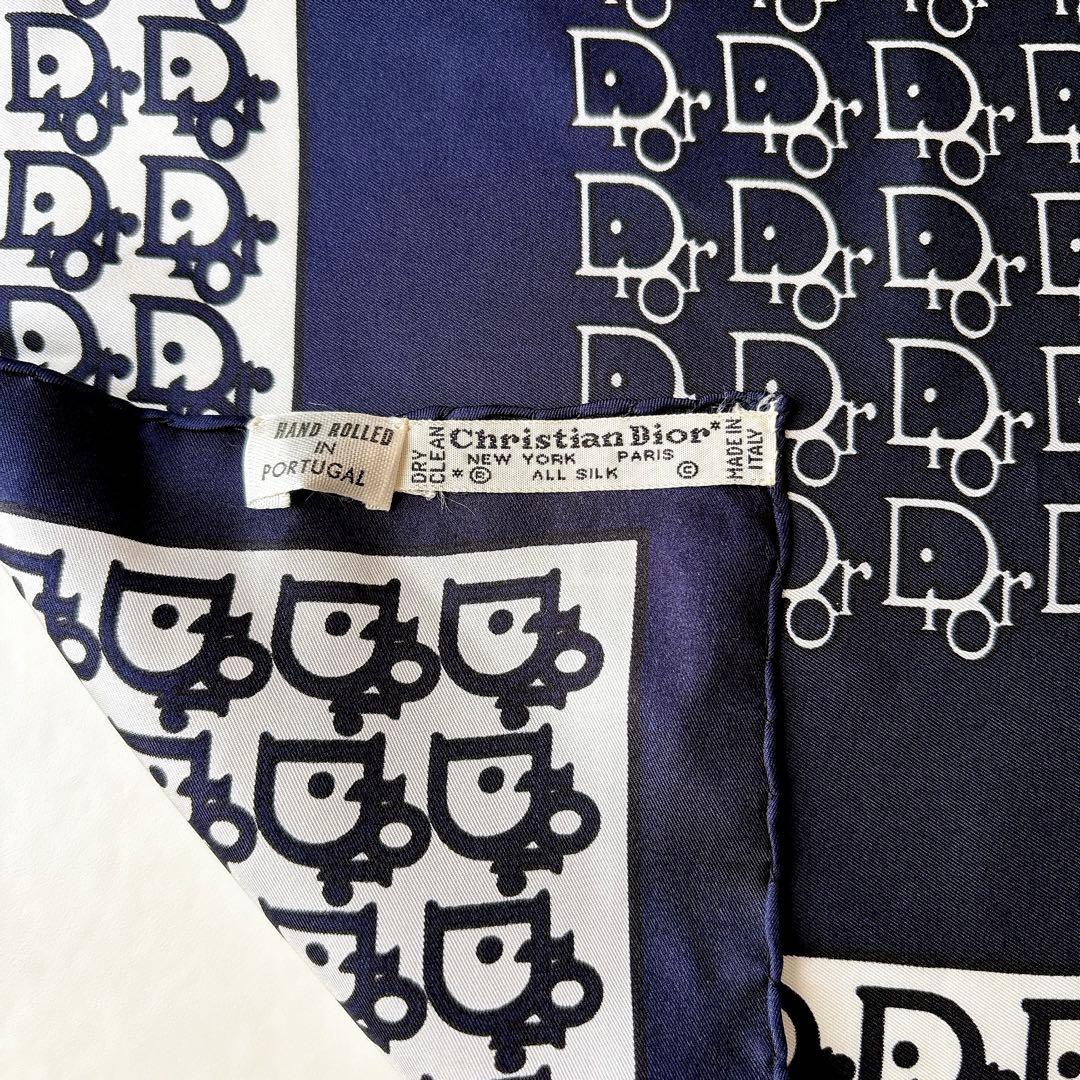 クリスチャンディオール トロッター柄 スカーフ ネイビー 65cm - メルカリ