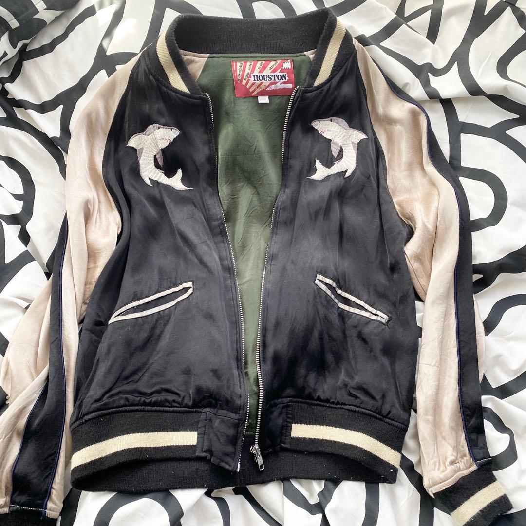 HOUSTON 鮫刺繍 スカジャン ヒューストン サメ スーベニア レーヨン