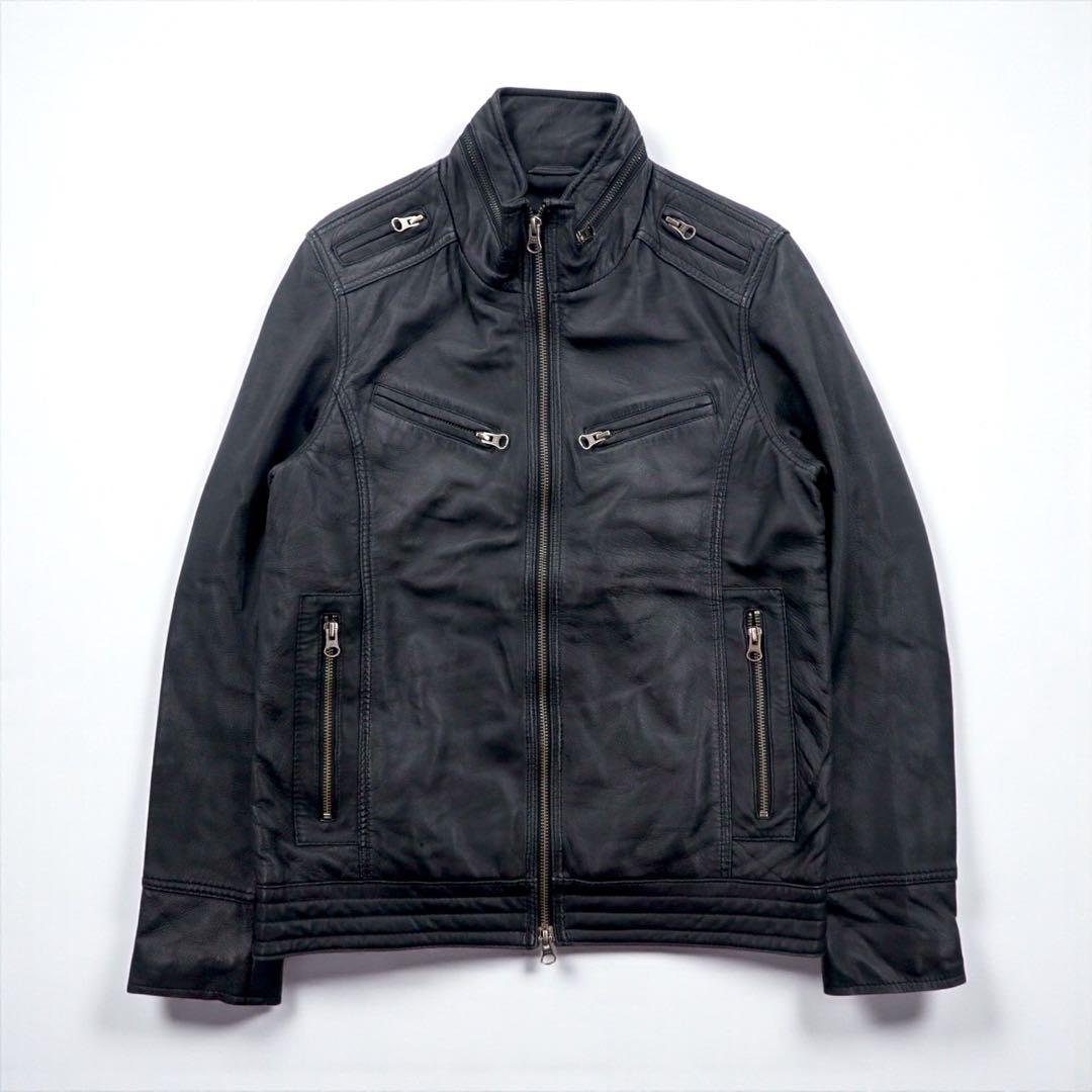 Freedom シープレザー ダブルジップ シングル ライダースジャケット S