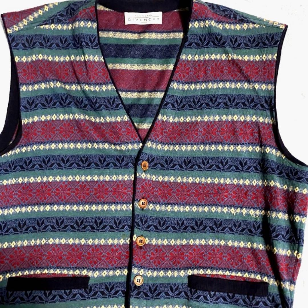 雰囲気抜群❗️】80's GIVENCHY 幾何学模様 ニットベスト イタリア製
