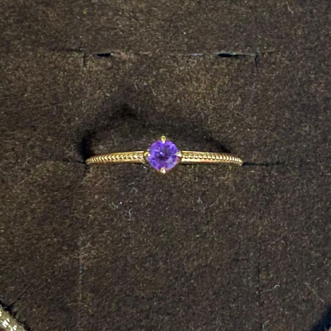 agete K10 アメジスト 2月誕生石 マザーリング 5号 販売証明書あり