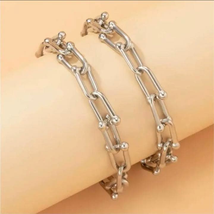 ティファニー風 ハードウェア ブレスレット(シルバー Uチェーン)1点