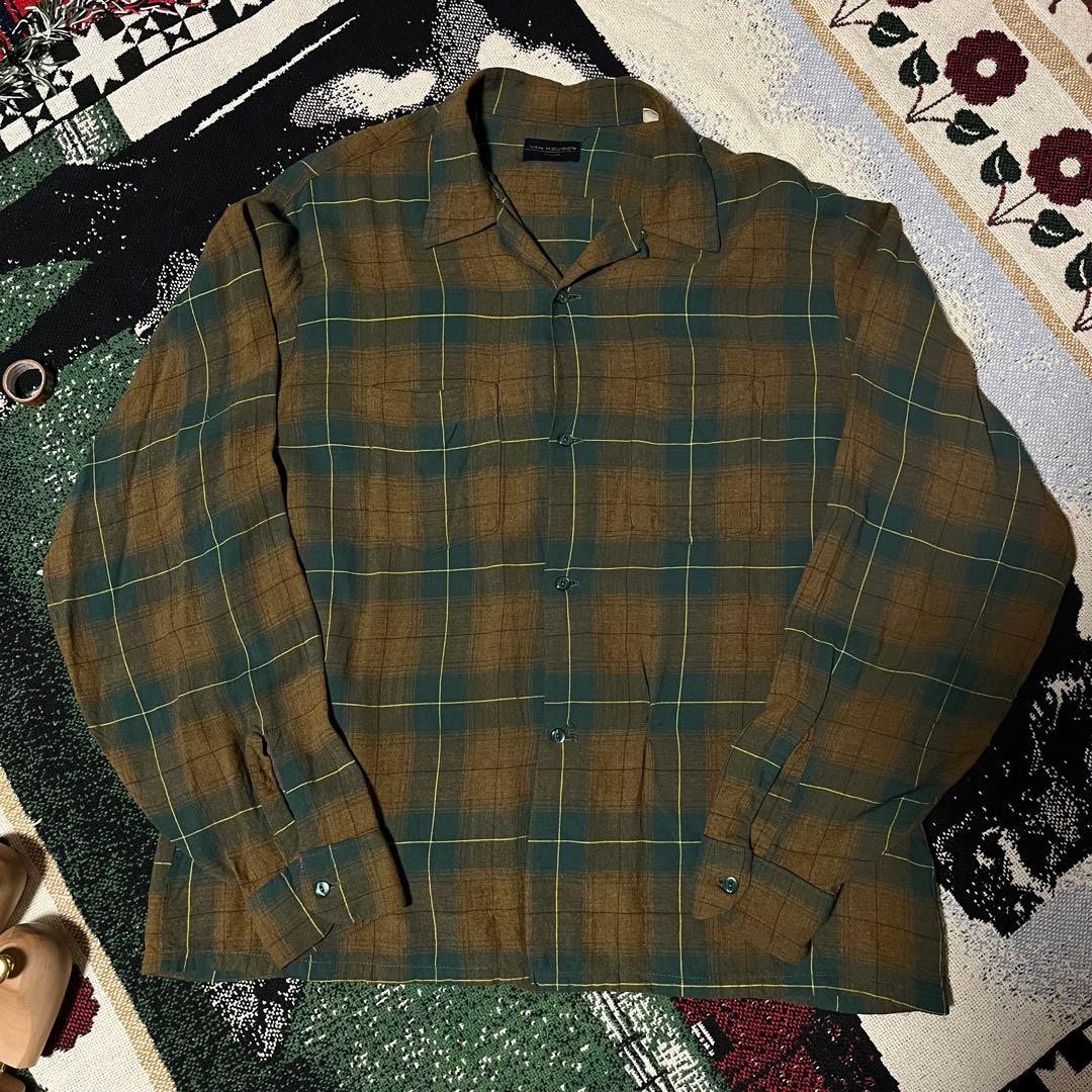 60sレーヨンシャツ オンブレチェック ヴィンテージ （ギャバジン 50s 60sレーヨンシャツ オンブレチェック ヴィンテージ （ギャバジン 50s