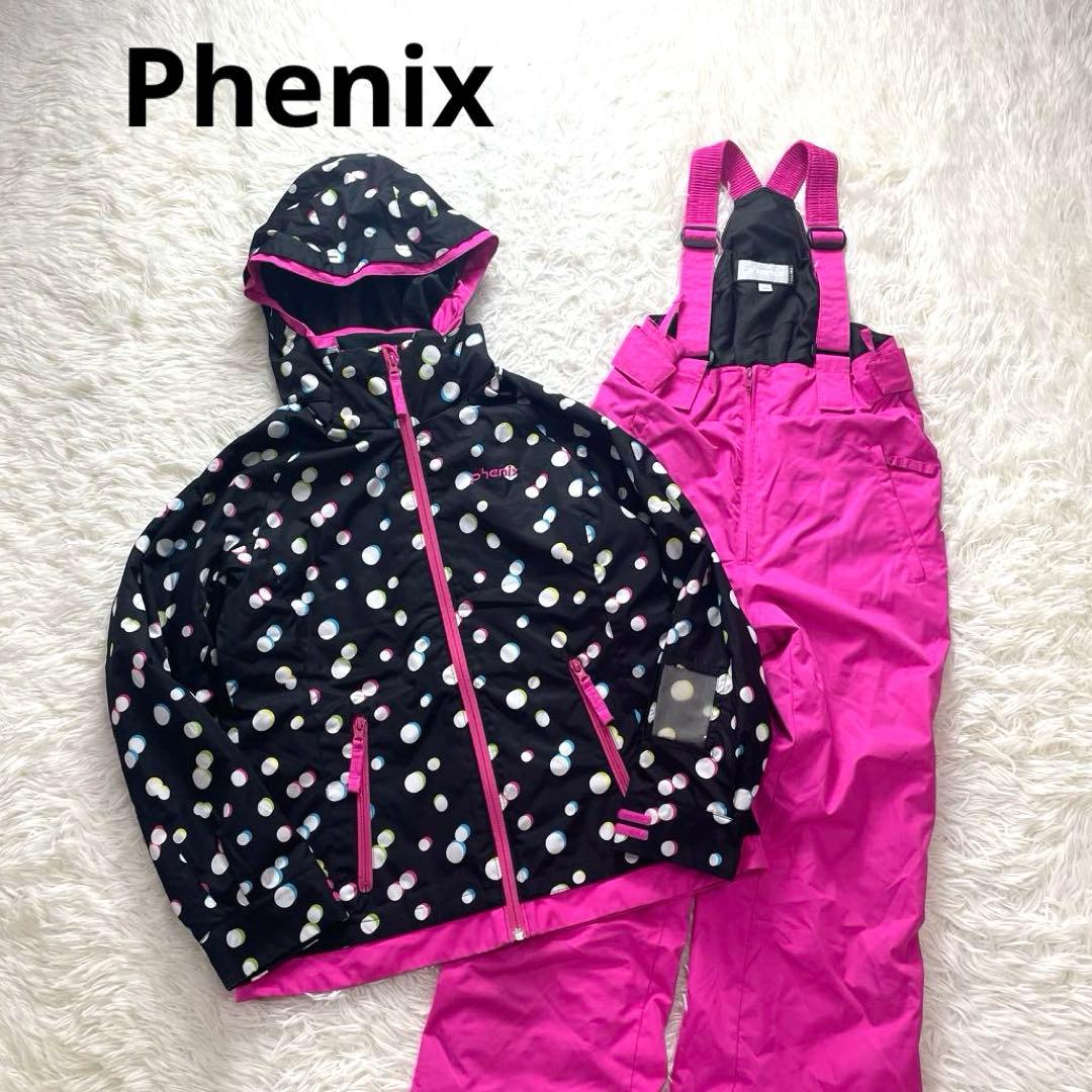美品✨フェニックス スキーウェア 上下 セット M 160 レディース 黒 総柄 フェニックス（PHENIX） レディース スキーウェア 上下セット スノー