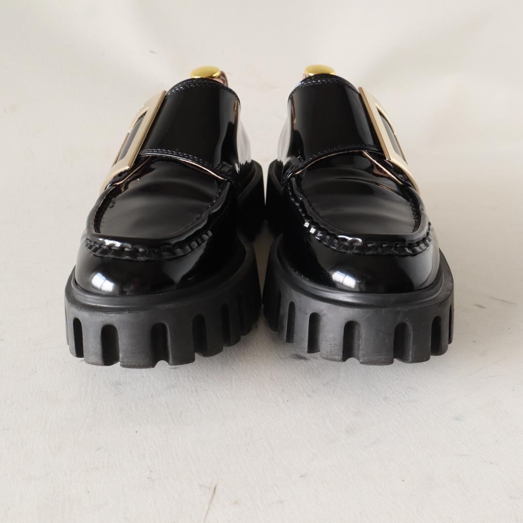 ロジェヴィヴィエ ヴィヴゴーシック厚底 黒エナメルローファー 37 24cm