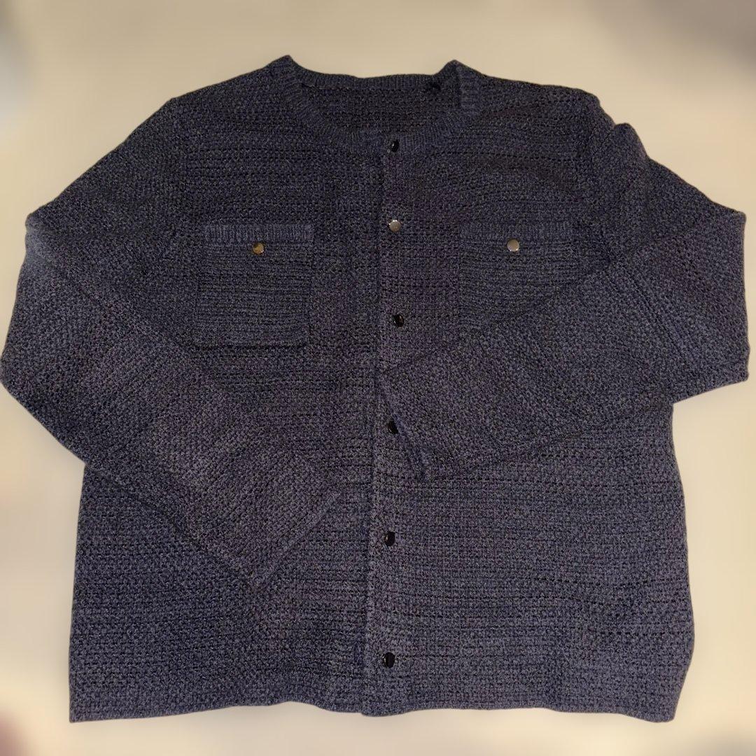 soejuソージュ 鹿の子ニットカーディガン ネイビー