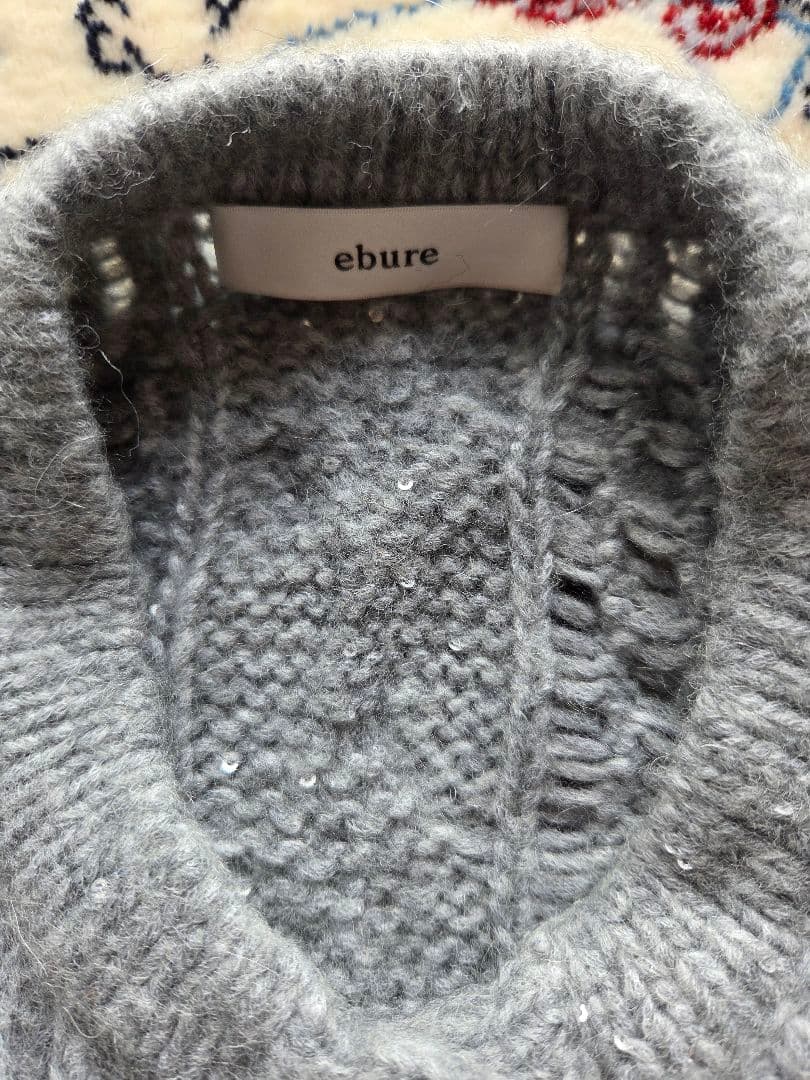 ebure グレー ケーブル編み カーディガン ebure エブール 2023AW ミドルゲージケーブルニット カーディガン