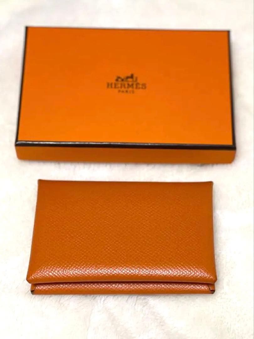 【✨極美品✨】HERMES カルヴィ レザー 名刺入れ（オレンジ） HERMES（エルメス） カードケース 名刺入れ H044164CK カルヴィ : s