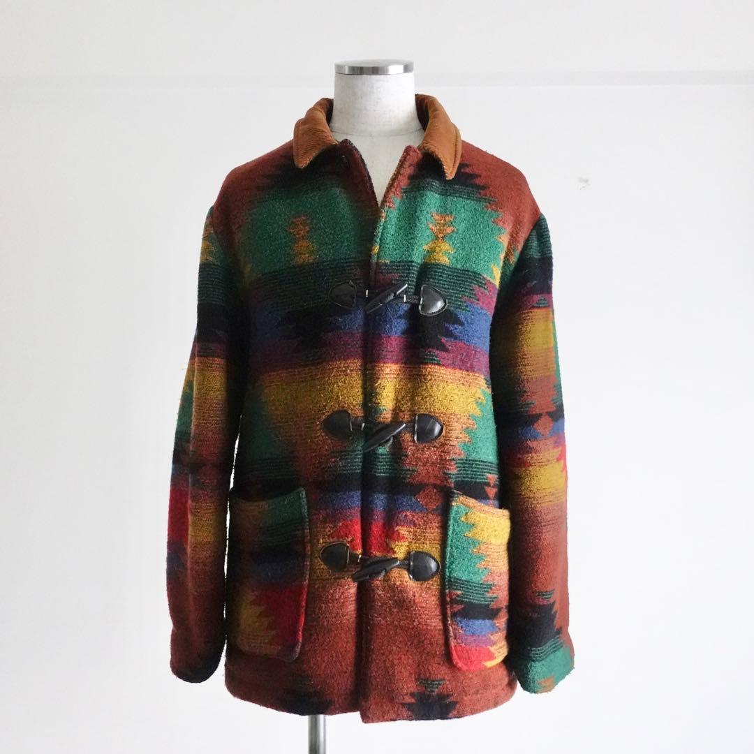 1980s Lakeshine ネイティブ柄中綿ジャケット　マルチカラーUSA製 ○572259 DAVID JAMES ○ネイティブ柄 ダックジャケット ブランケット