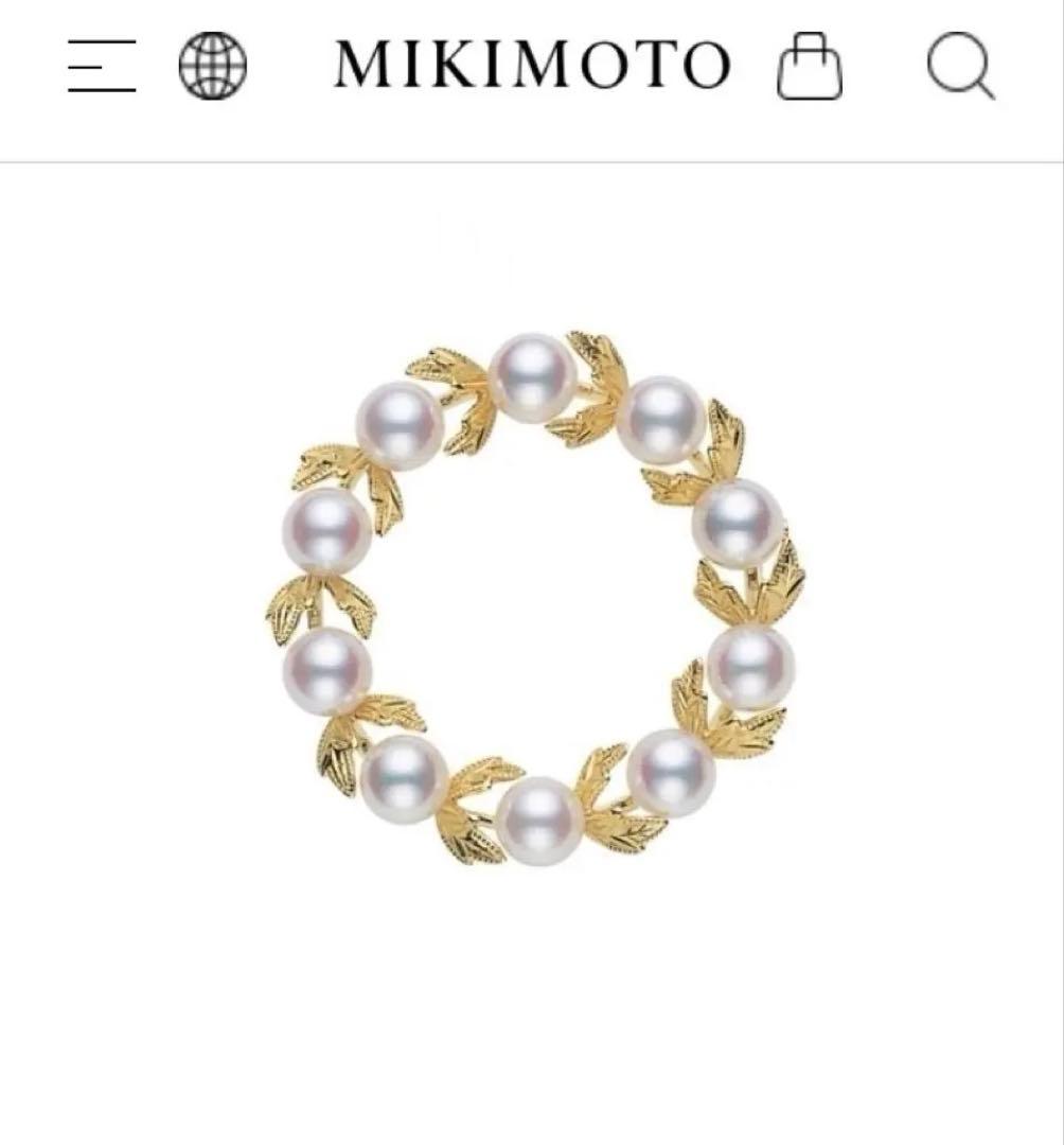 【極美品】ミキモト パール ブローチ サークル リース K18YG 付属品一式 MIKIMOTO（ミキモト） パール サークル ブローチ アコヤパール4.4mm