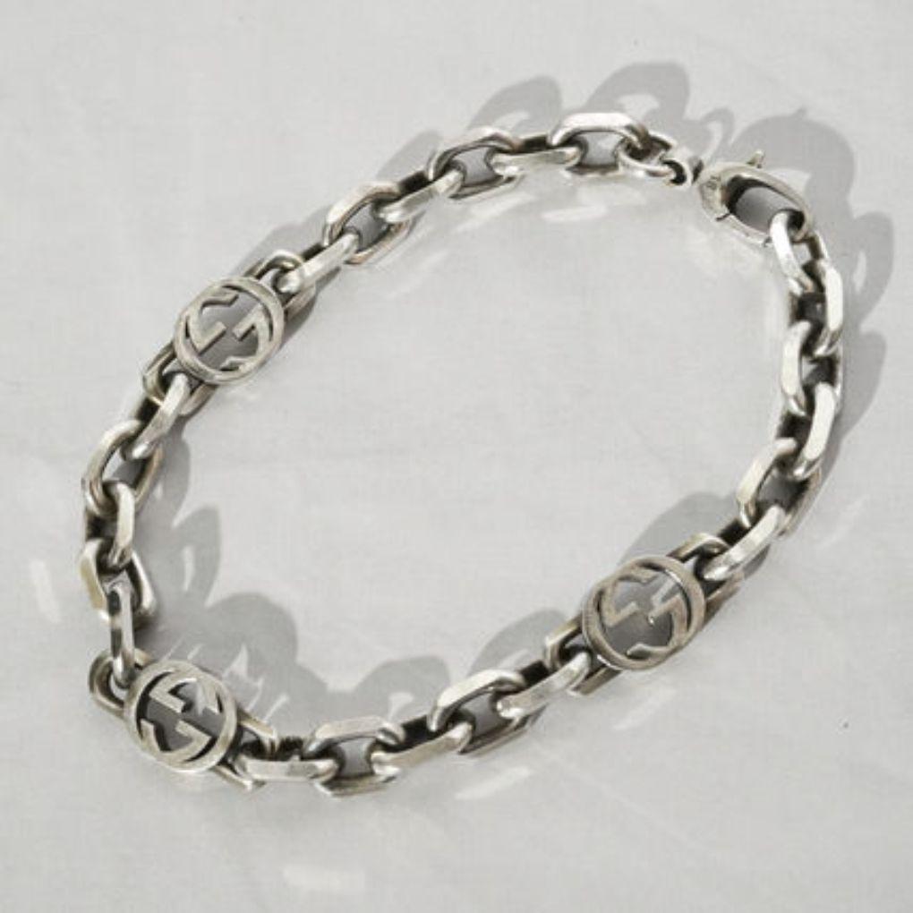 GUCCI インターロッキング　チェーン　ブレスレット　シルバー　18 グッチ インターロッキング〕チェーン ブレスレット ・スターリング