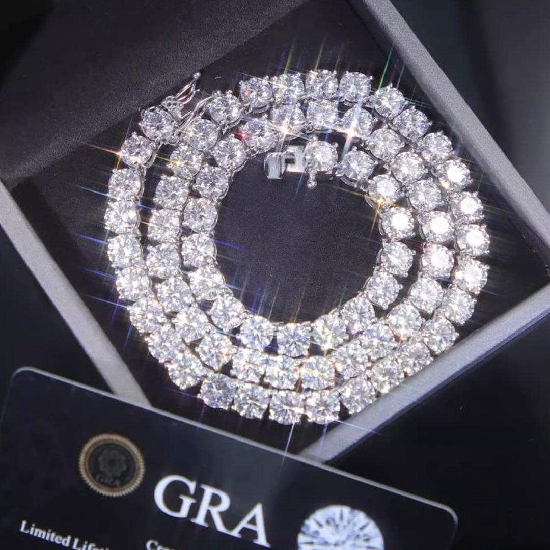 鑑定書付き 最高品質モアサナイト テニスチェーン ネックレス ブレスレット