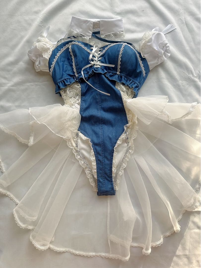 Malymoonマリームーン サイドレースデニムバニーボディスーツ バニー