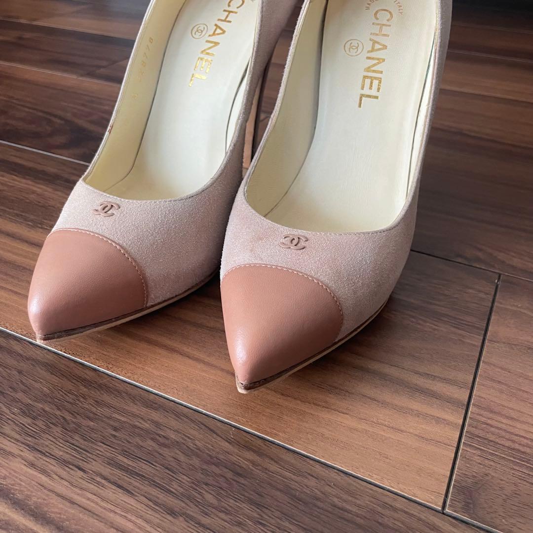 CHANEL ココマーク ベージュ ポインテッドトゥ ハイヒール
