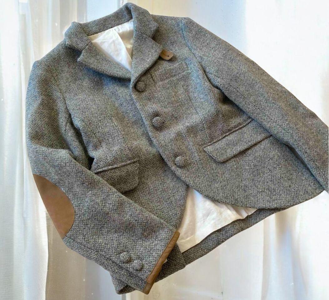 ビームスボーイ ハリスツイード レザー エルボーパッチ テーラード