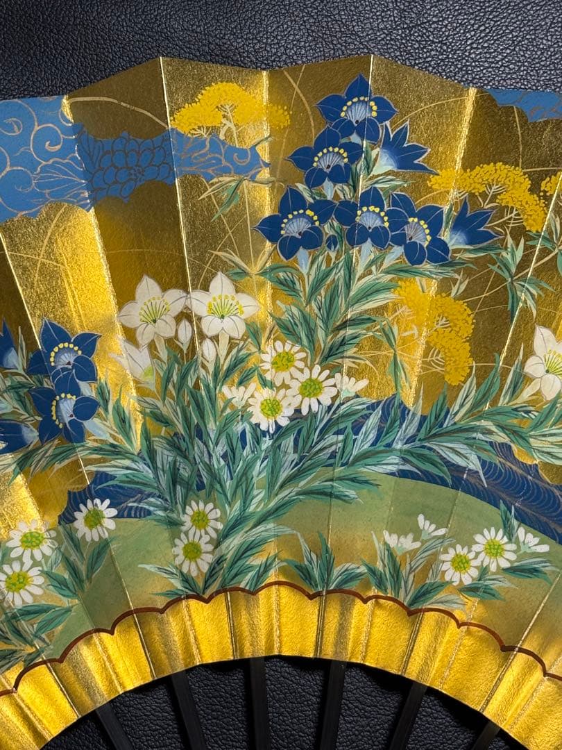 扇子　33.5cm 十松屋福井扇舗　狂女扇　妻紺　秋草図　仕舞扇　能楽　着物