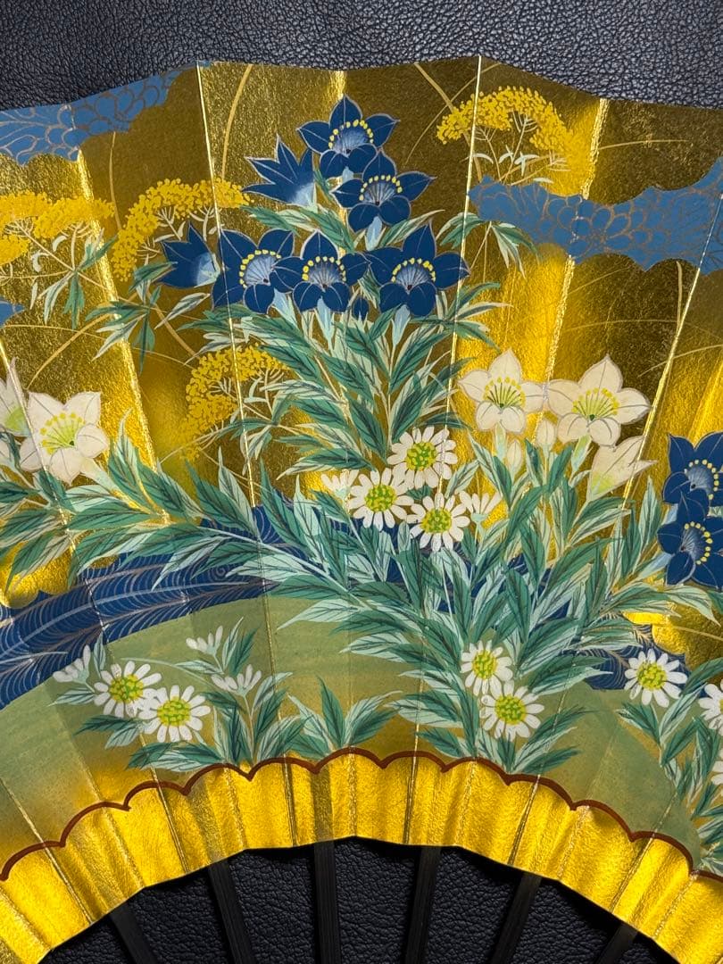 扇子　33.5cm 十松屋福井扇舗　狂女扇　妻紺　秋草図　仕舞扇　能楽　着物