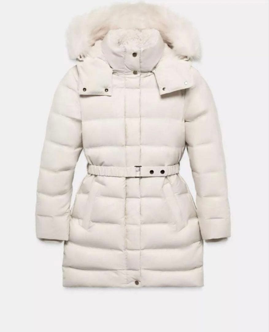 新品タグ付 今期 ZARA ベルト付き撥水加工ダウンコート - メルカリ