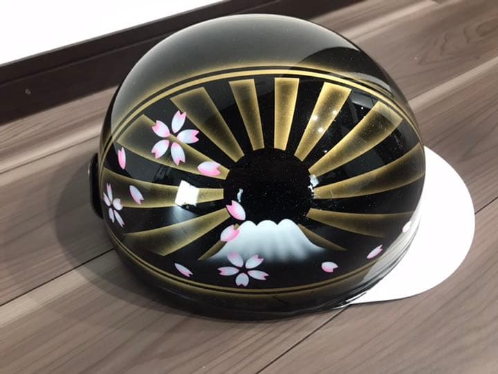 7色ラメ 桜 黒金 富士日章 コルク半 ヘルメット 旧車會 暴走族 三段
