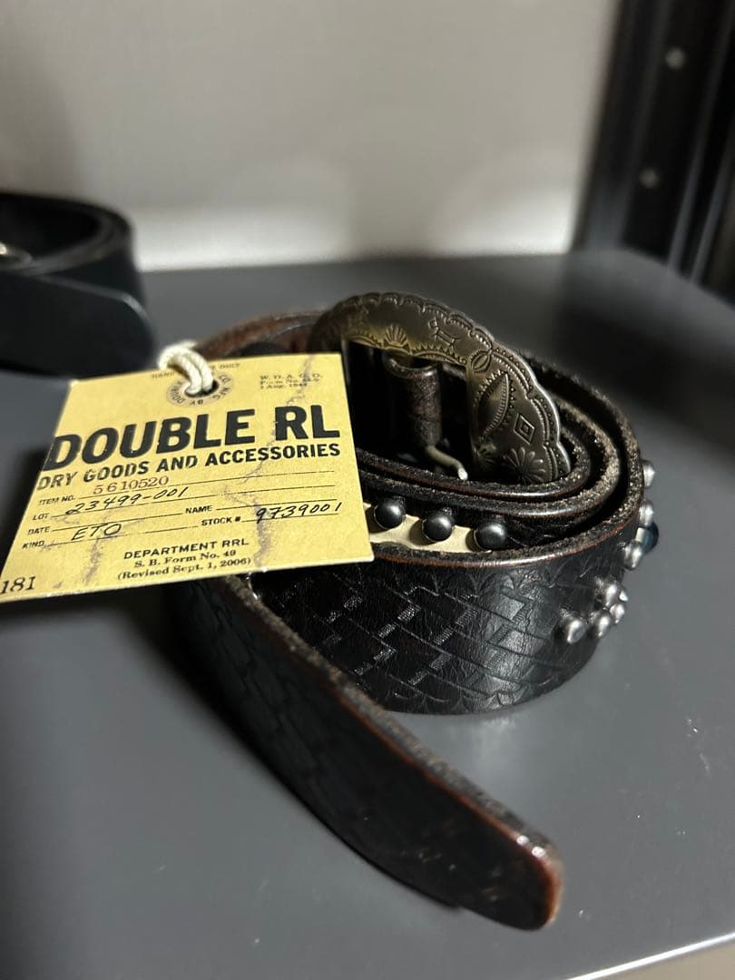 希少　RRL スタッズレザー ベルト　30 RRL / ダブルアールエル フラワー型押し スタッズ 装飾 レザーベルト