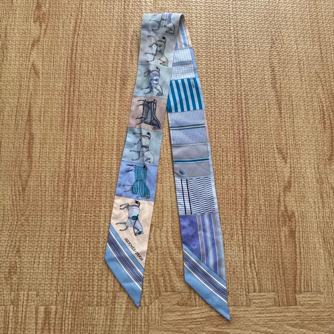 HERMES ツイリー 水色 HERMES（エルメス） ツイリー スカーフ 853951S レディース フランス製