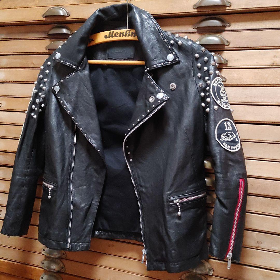 ヒステリックグラマー スタッズ ワッペン ライダース レザージャケット