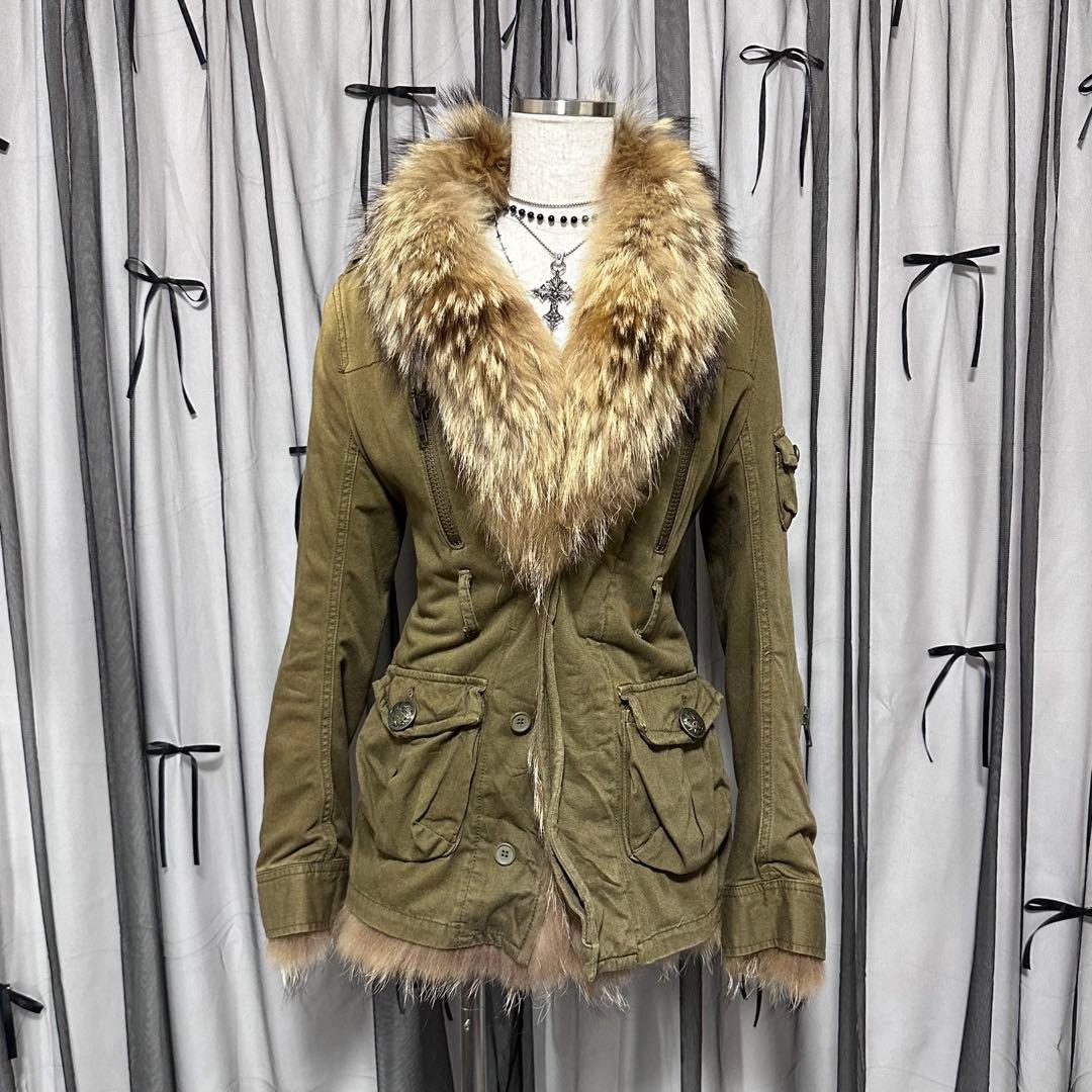 平成ギャルy2k ファー付きミニタリーモッズコート アウター フェアリー