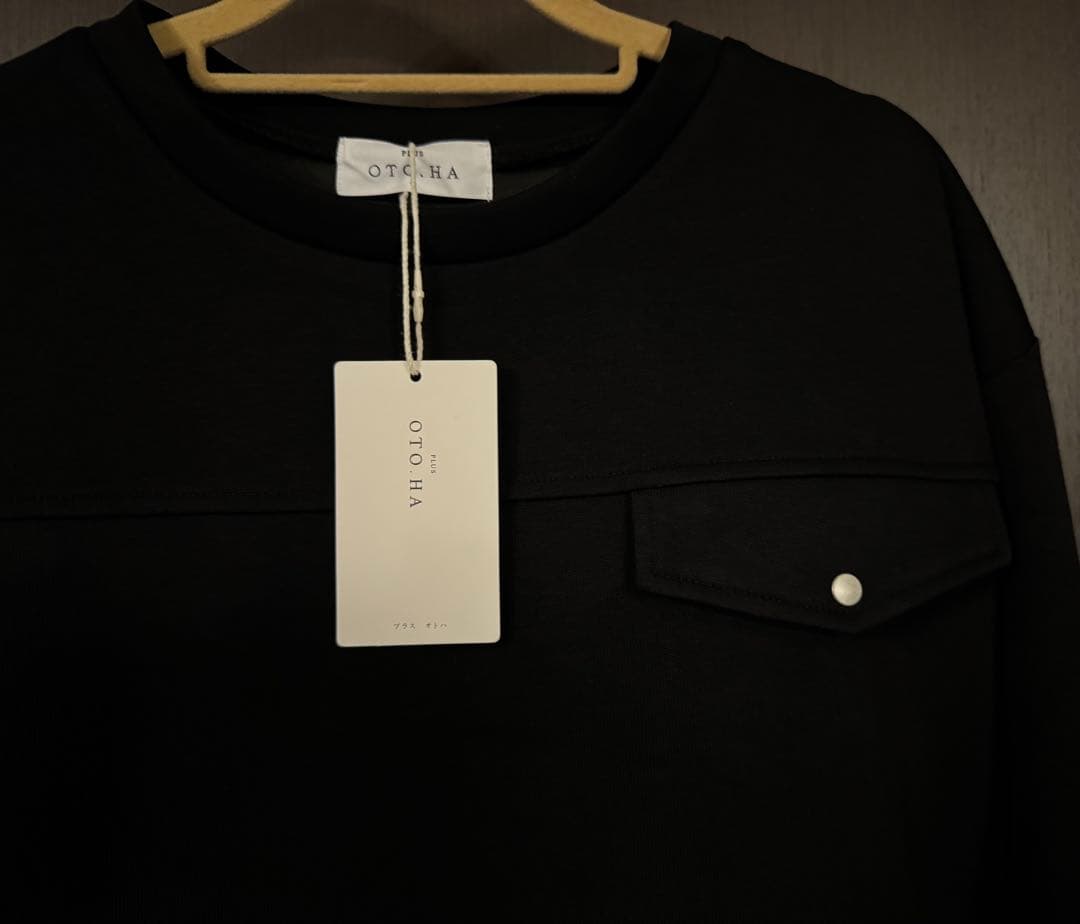 プラスオトハ PLUS OTO.HA 異素材ドッキングワンピース ブラック