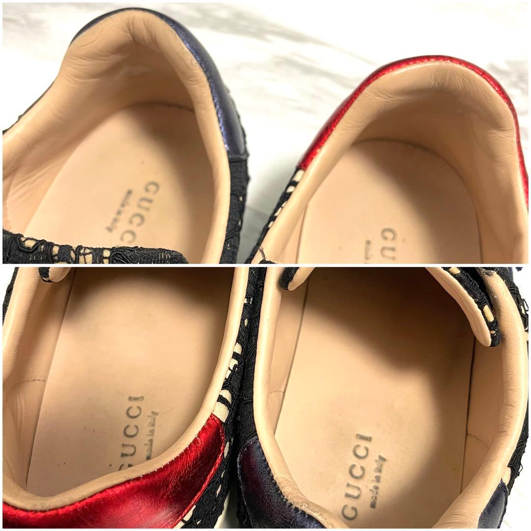 美品⭐️GUCCI エース フローラル クリスタル リボン 24.5cm