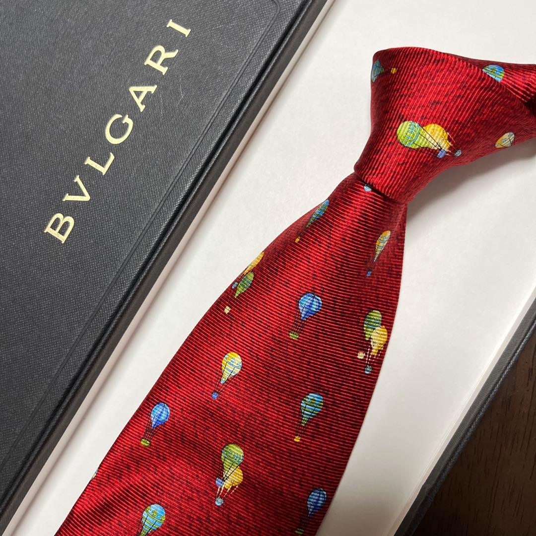 美品 ブルガリ ネクタイ 赤 気球 セッテピエゲ - メルカリ