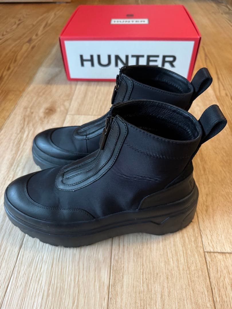 HUNTER ブラック 厚底ショートブーツ防水 ハンター HUNTER レディース オリジナル ショート ハンター トリ