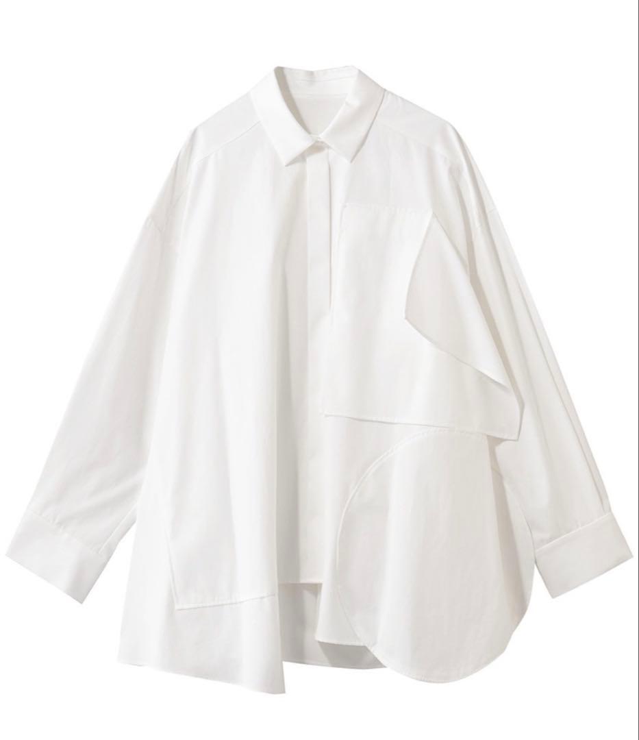 ENFOLD PLATE SHIRT 38 WHITE 定価44,000円 ENFOLD(エンフォルド)｜PLATE SHIRT/ホワイト の通販｜ELLESHOP・(エル