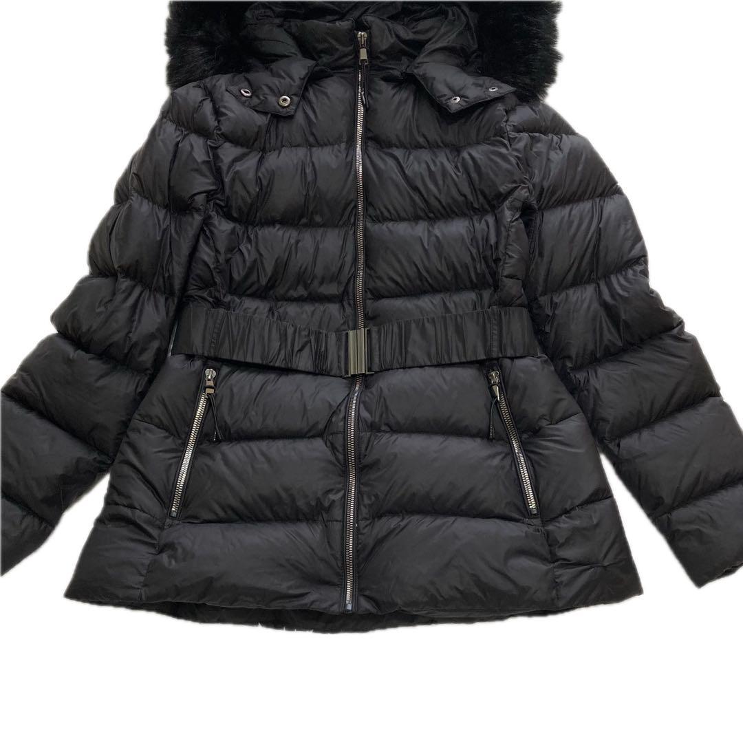 a*n様 ZARA フェイクファー フード付きダウンパフジャケット L ベルト