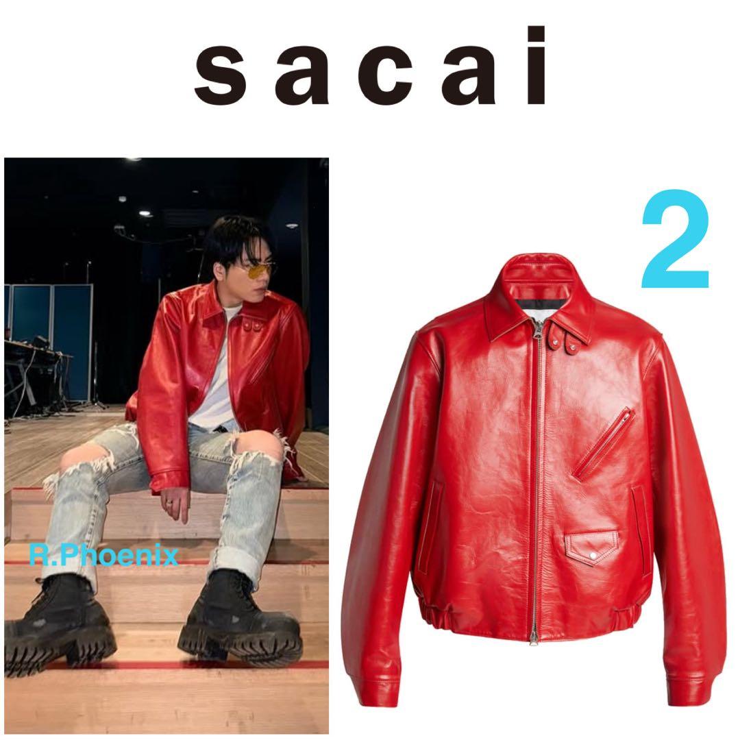 SACAI】25SS ZIP UP LEATHER JACKET RED 2 - メルカリ