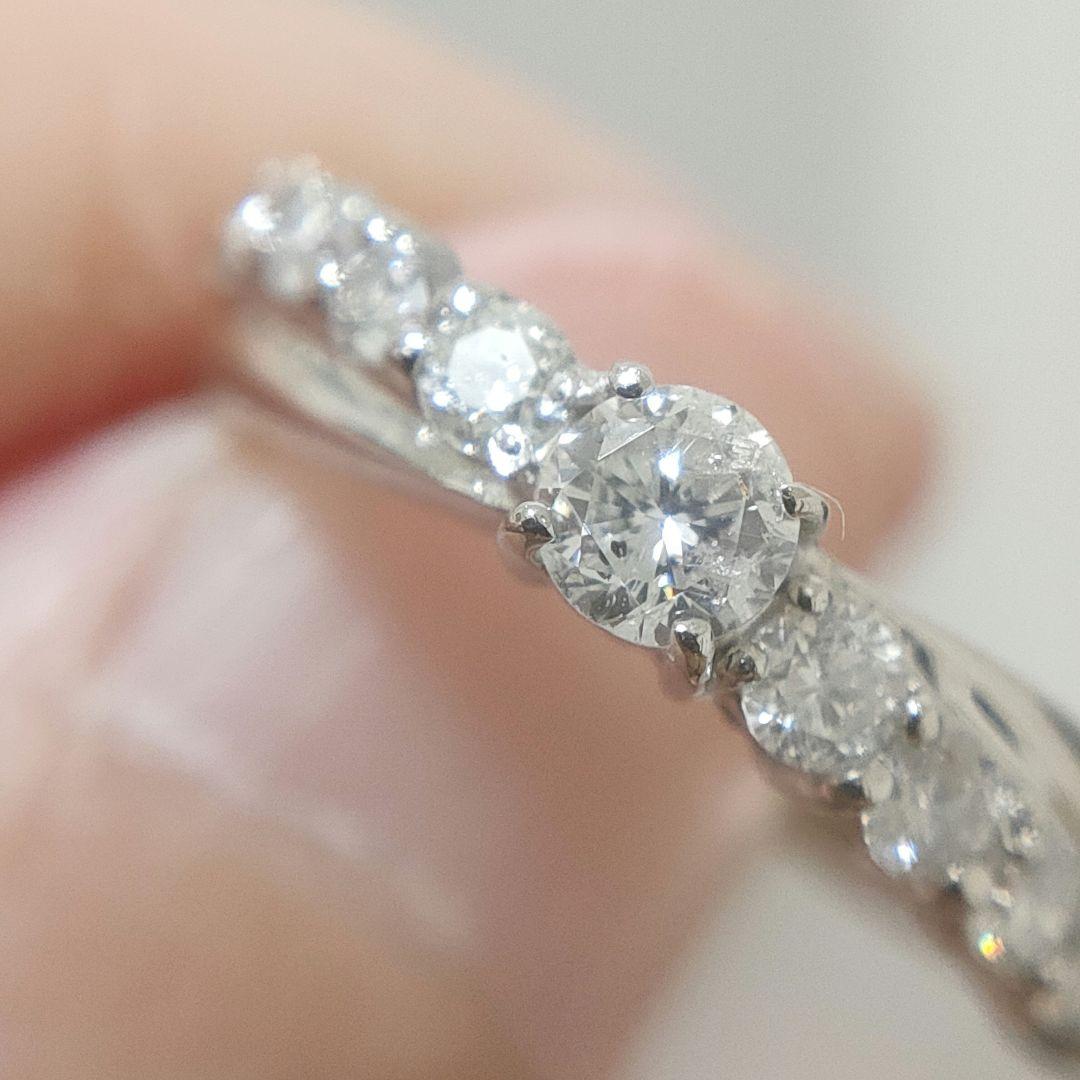 pt900 0.50ct エタニティリング ダイヤモンド ハーフエタニティ 8号