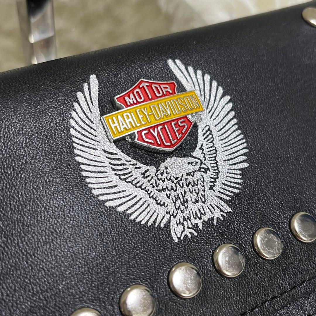 極美品 ハーレーダビッドソン ウォレットチェーン付き長財布 スタッズ