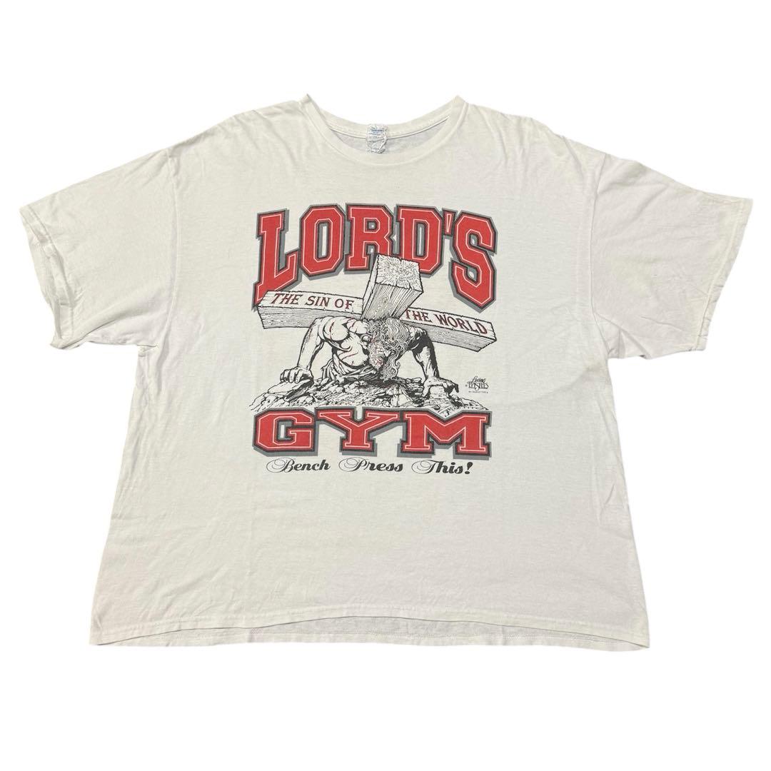 90S LORDS GYM キリスト 企業 Tシャツ コットン 90年代 LORD'S GYM キリスト プリントTシャツ ヴィンテージ メンズ【T