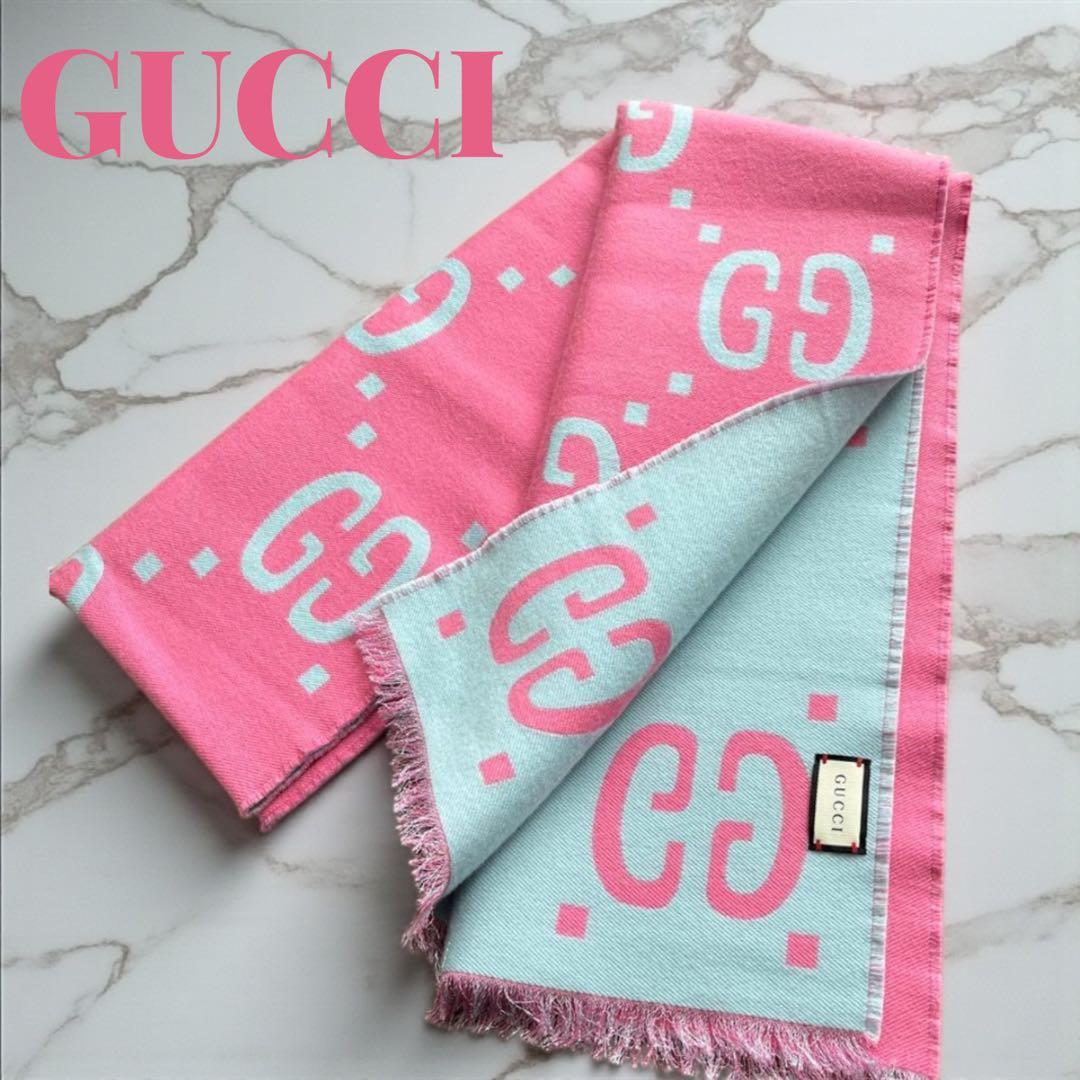 《入手困難》グッチ ジャガードマフラー ウール シルク GG リバーシブル