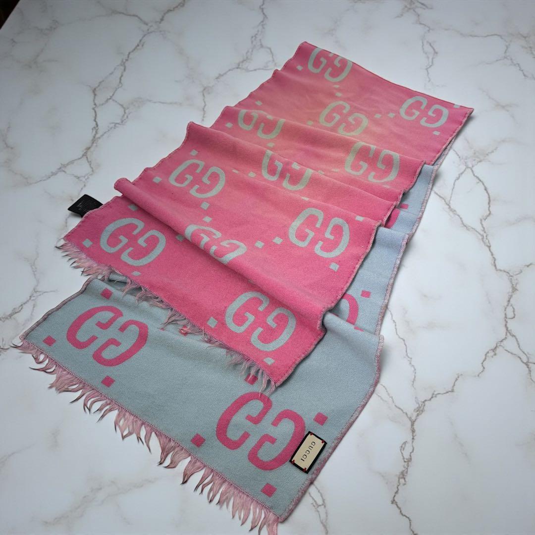 《入手困難》グッチ ジャガードマフラー ウール シルク GG リバーシブル